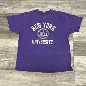 Vintage 90s NYU New York University Crest Shirt Hanes Beefy Men's XXL NYC Purple